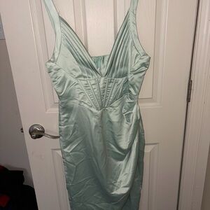 Elegant Mint Green Satin Dress